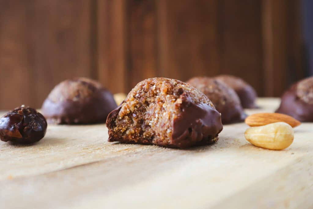 dark chocolate almond cashew balls