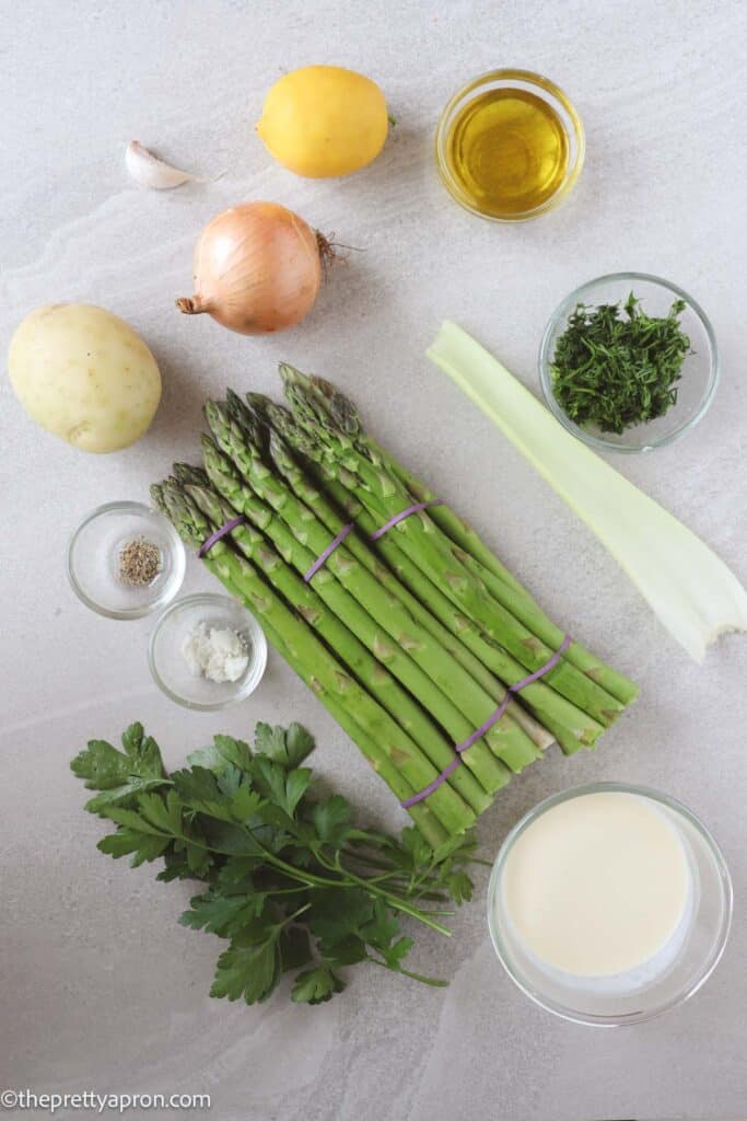 Asparagus soup with dill ingredients