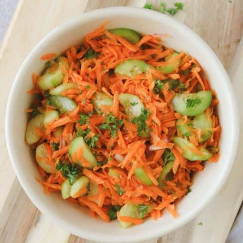 Carrots cucumber salad in bowl