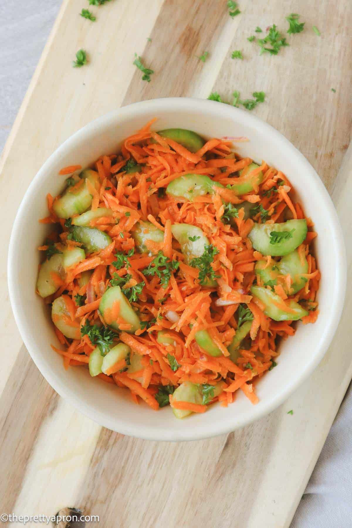 Carrots cucumber salad in bowl