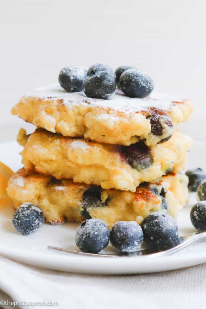 Lemon ricotta blueberry pancakes