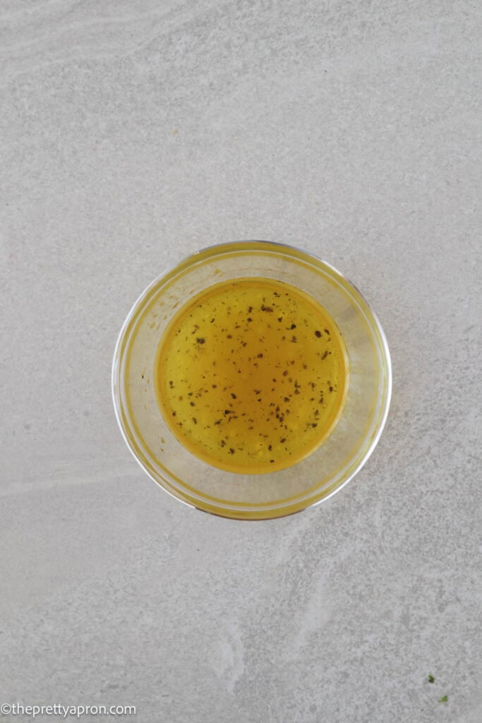 Olive oil, lemon salad dressing