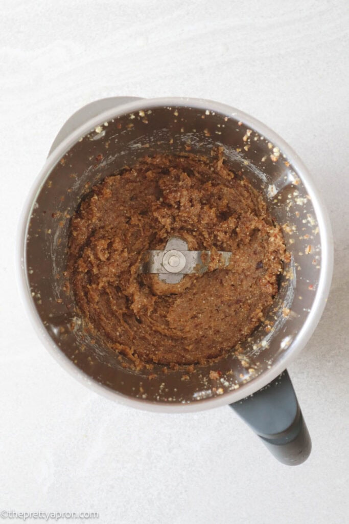 ground cashews and dates in food processor