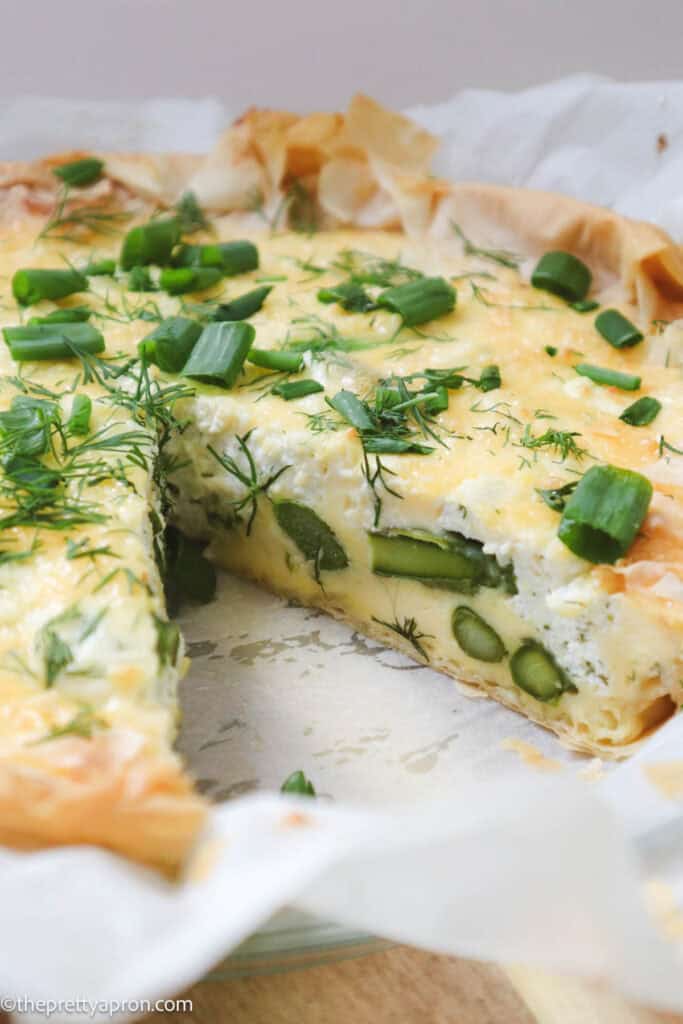 Asparagus ricotta quiche with phyllo dough