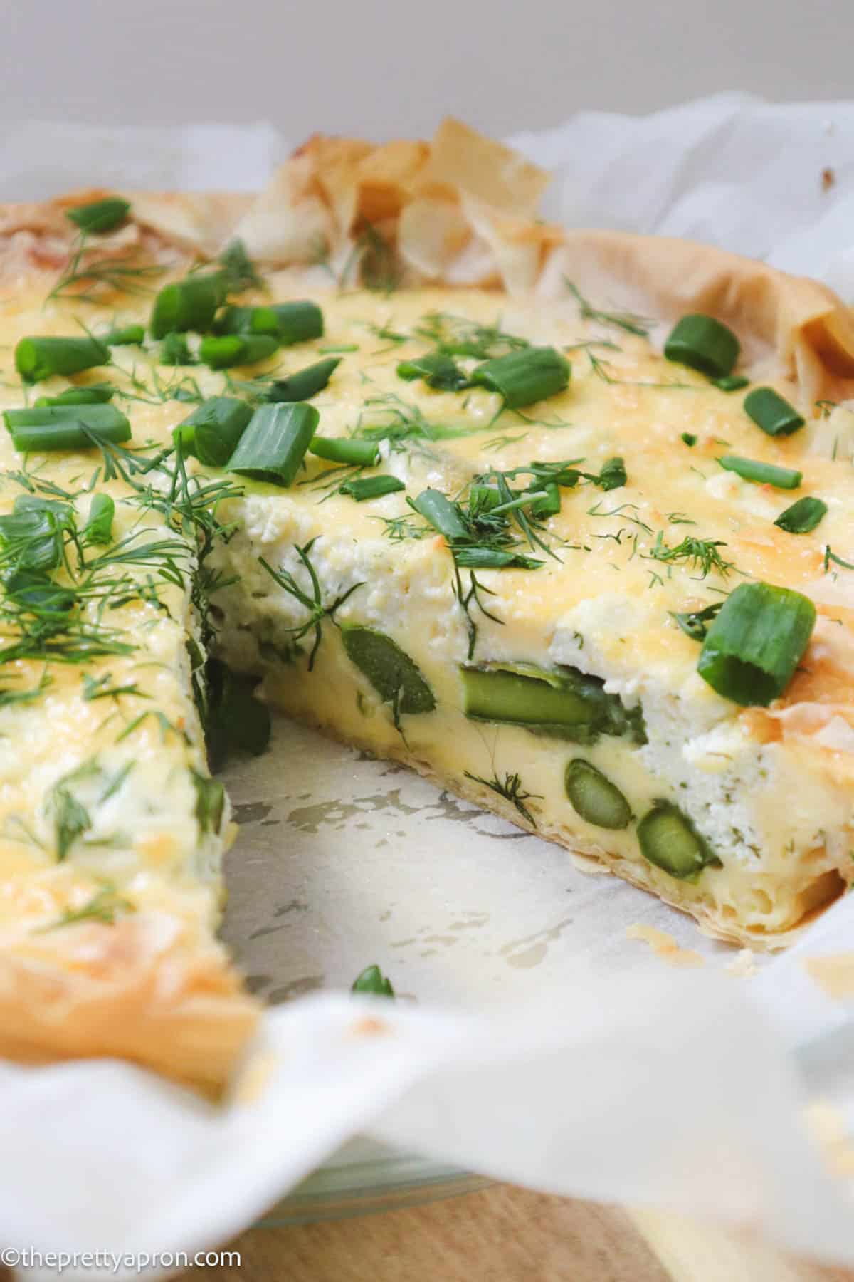 Asparagus ricotta quiche with Phyllo dough