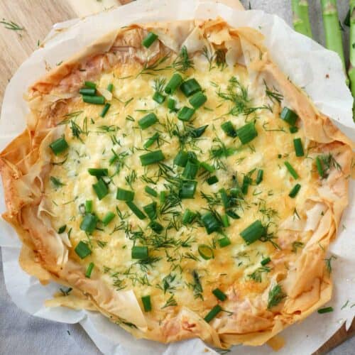 Asparagus Ricotta quiche with phyllo dough